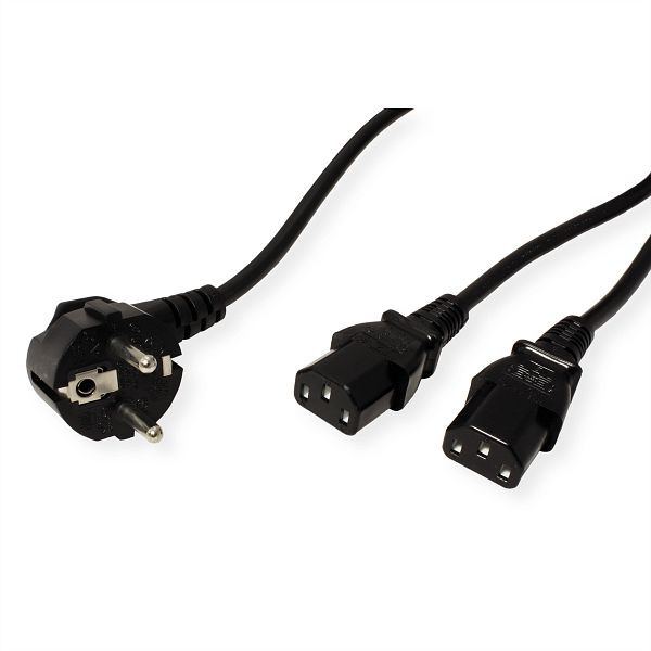 VALUE Y-Netzanschlusskabel, schwarz, 2 m, 19.99.1022