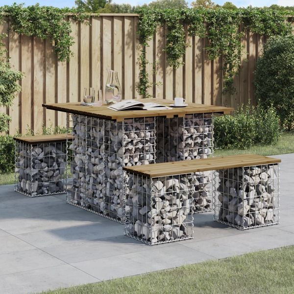 vidaXL Gartenbank aus Gabionen 100x102x72 cm Kiefernholz Imprägniert, 834370