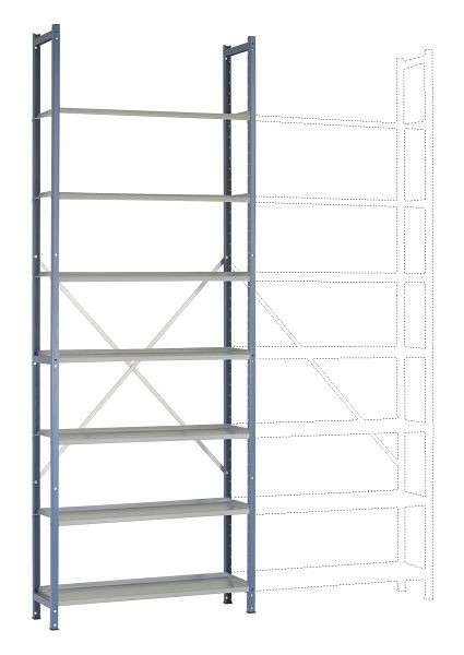 Manuflex Archiv-Grundregal mit 7 Stahlböden, HxBxT = 2600 x 960 x 300 mm, RA2185.5007