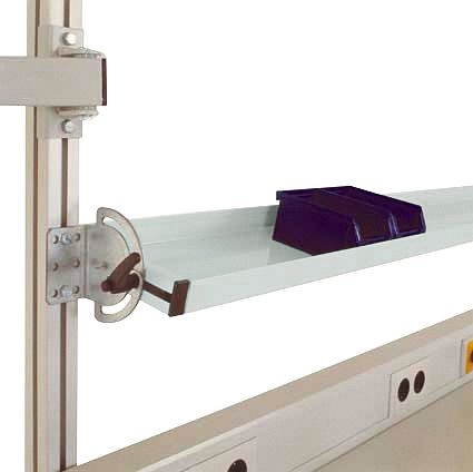 Manuflex Neigbare Ablagekonsole für CANTOLAB und ALU, Nutztiefe 495 mm, für Tischbreite 2000 mm, Lichtgrau, ZB8315.7035