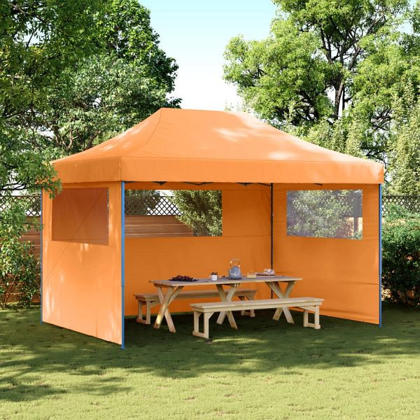vidaXL Partyzelt Faltbar Pop-Up mit 3 Seitenteilen Orange, 4005017