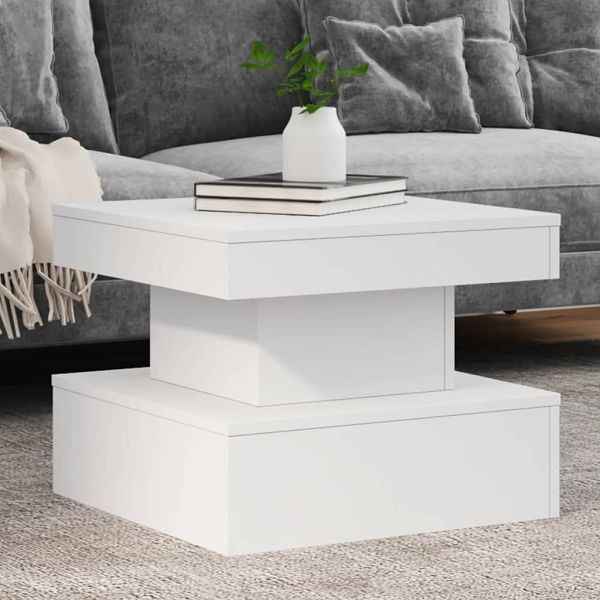 vidaXL Couchtisch mit LED-Leuchten Weiß 50x50x40 cm, 839840