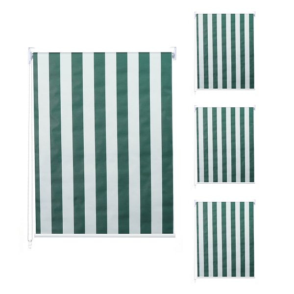 Mendler 4er-Set Rollo HWC-D52, Fensterrollo Seitenzugrollo Jalousie, 120x230cm Sonnenschutz blickdicht, grün/weiß, 4x63483