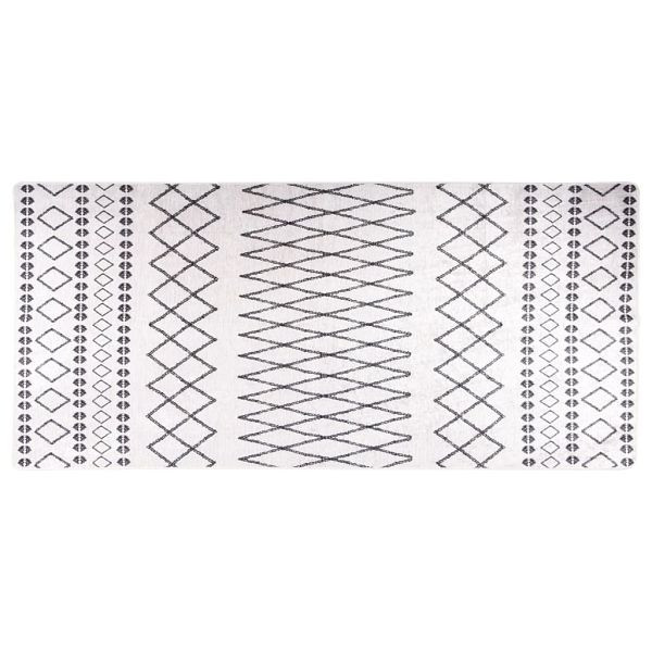 vidaXL Teppich Waschbar 80x300 cm Schwarz und Weiß Rutschfest, 337971