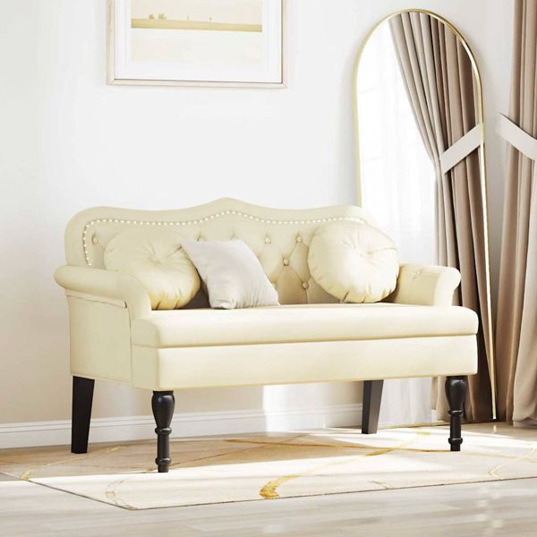 vidaXL Chesterfield Bank Creme 120,5 x 65 x 75 cm Kunstleder, 42019280