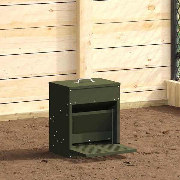 vidaXL Hühnertretfeeder Olive Grün 33 x 42 x 40 cm Kaltgewalzter Stahl, 874691