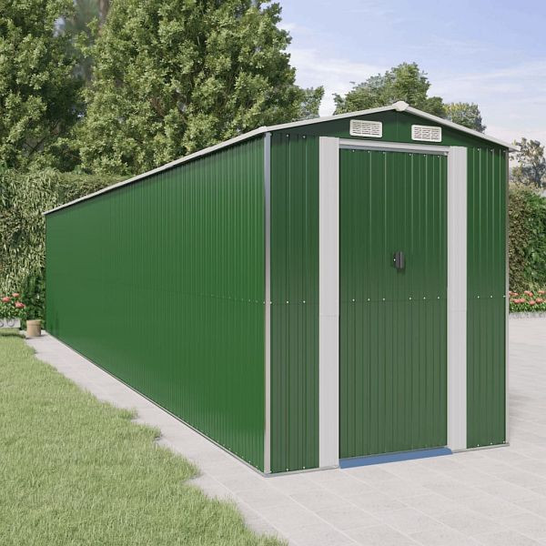 vidaXL Geräteschuppen Grün 192x938x223 cm Verzinkter Stahl, 3147436