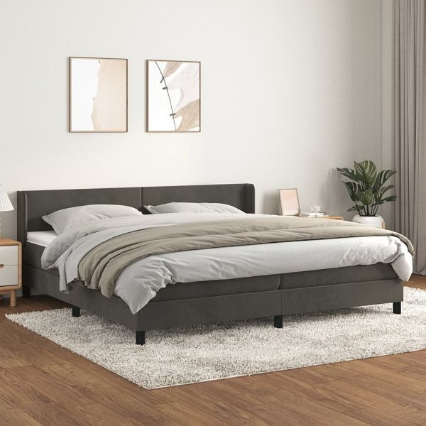 vidaXL Boxspringbett mit Matratze Dunkelgrau 200x200 cm Samt, 3130860
