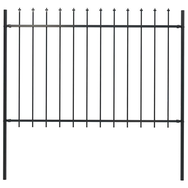 vidaXL Gartenzaun mit Speerspitzen Stahl 1,7 x 1,2 m Schwarz, 144926