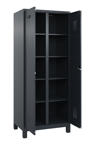 C+P Wäsche-Spind Evolo PLUS, mit Füßen, 2 Abteile, 1950x800x500mm, 7016/7016, Verschluss Zylinderschloss, 049012-22B S10043