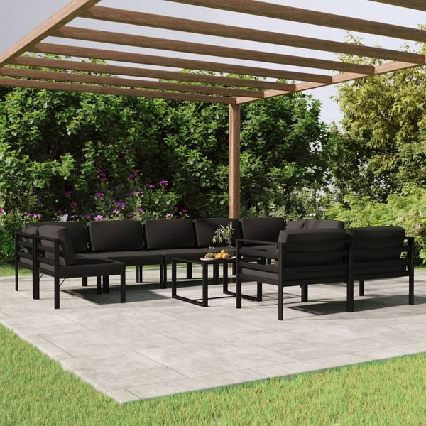 vidaXL 10-teilig Garten-Lounge-Set mit Kissen Aluminium Anthrazit, 3107819