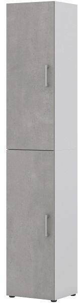 Röhr Aktenschrank B 40 cm x H 212,5 cm x T 33,5 cm, Korpus Weiß, Front Beton, mit 2 Türen, Türanschlag links oder rechts, 6 Ordnerhöhen, 859B631000