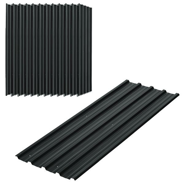 Outsunny 12 Stück Trapezblech 129x45cm 7m² Verzinkt Dachblech 0,25 mm Wetterfest Profilblech Dunkelgrau, 84H-021V00CG