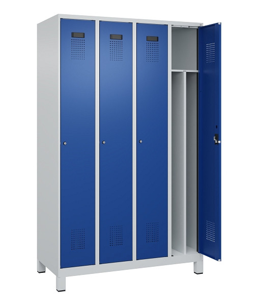C+P Spind Evolo PLUS, mit Füßen, 4 Abteile, 1950x1200x500mm, 7035/5010, Verschluss Zylinderschloss, 049010-40F S10033