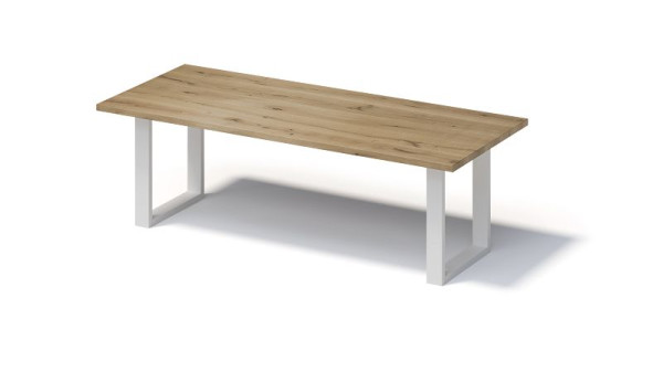 Bisley Fortis Table Regular, 2600 x 1000 mm, gerade Kante, geölte Oberfläche, O-Gestell, Oberfläche: natürlich / Gestellfarbe: verkehrsweiß, F2610OP396