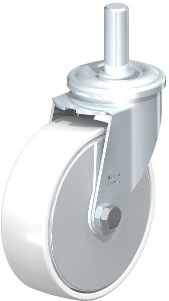 Blickle LEZ-PO 160G-22-FA Stahlblech-Lenkrolle mit Zapfen, Polyamid, Weiß, 749838