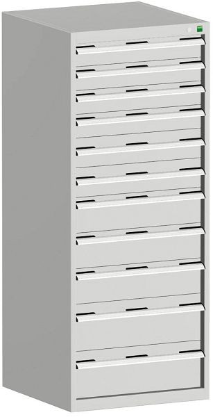 bott cubio Schubladenschrank bestückt mit 11 Schubladen BxTxH: 650 x 650 x 1600 mm, RAL 7035, 40019156.16V