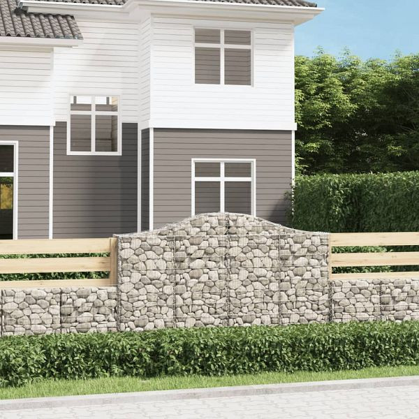 vidaXL Gabionen mit Hochbogen 18 Stück 200x30x120/140cm Verzinktes Eisen, 3145465