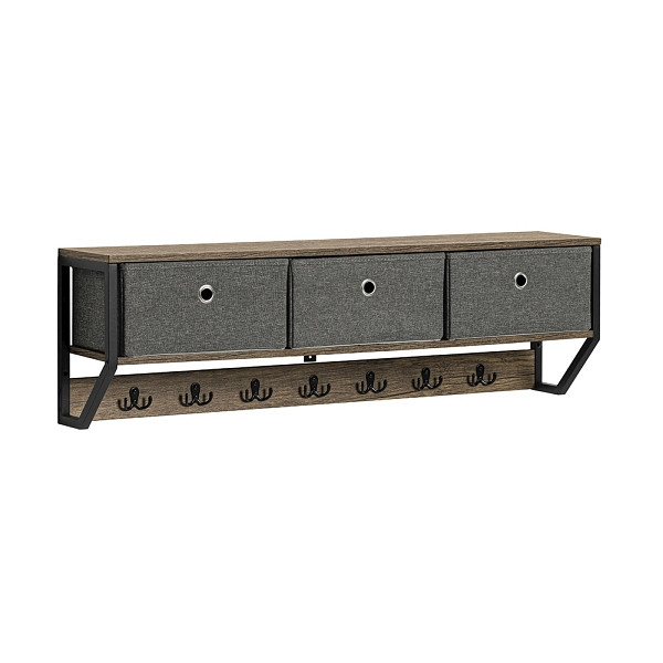 SoBuy Wandgarderobe mit einem Regal Holzfarbe 100x30x20cm, Industriell, FHK26-N