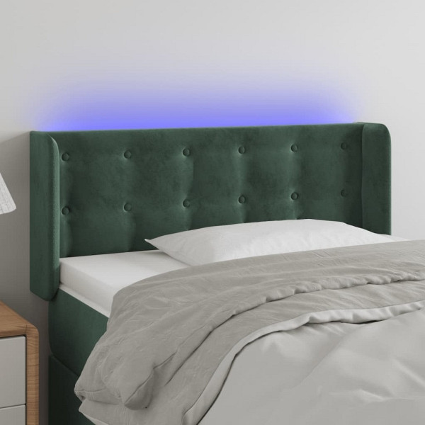 vidaXL LED Kopfteil Dunkelgrün 103x16x78/88 cm Samt, 3123715