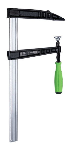 KUKKO Tiefspann-Temperguss-Schraubzwinge mit 2K-Komfortgriff, max. 400 mm Spannweite, 200 mm Ausladung, 505P040