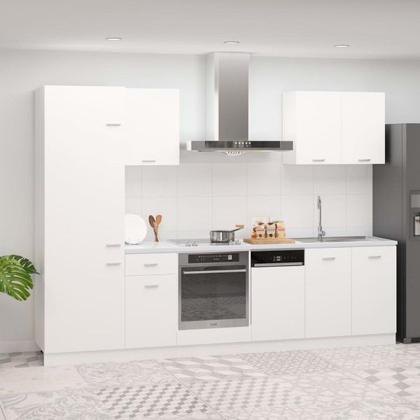 vidaXL 7-teilig Küchenzeile Weiß Holzwerkstoff, 3067631