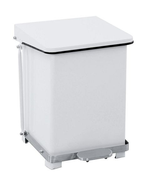 Deskin Industrieller Tret-Abfallsammler V27, Stahl pulverbeschichtet, weiß, H 445 x B 370 x T 370 mm, 265701