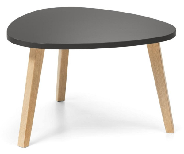 Deskin Beistelltisch OAK, Dekor anthrazit, Beine Eiche massiv, Freiform 850 x H 460 mm, 293281