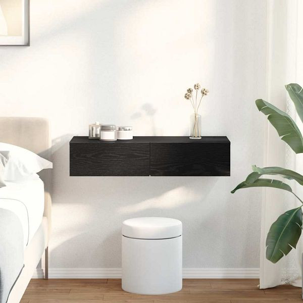 vidaXL Wandregal mit Schubladen Schwarz 80x33x17 cm Holzwerkstoff, 859978