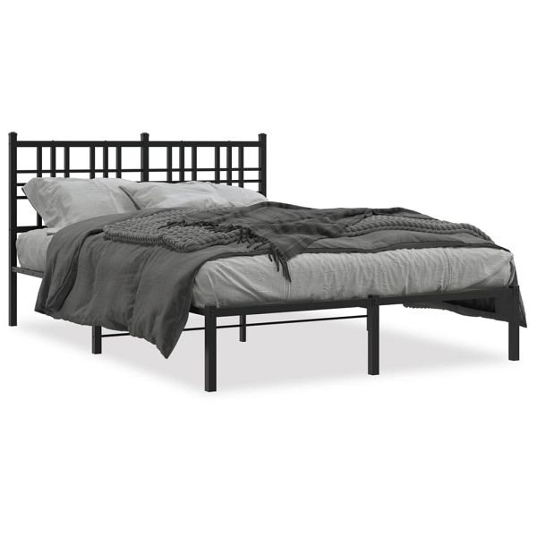 vidaXL Bettgestell mit Kopfteil Metall Schwarz 120x200 cm, 376322
