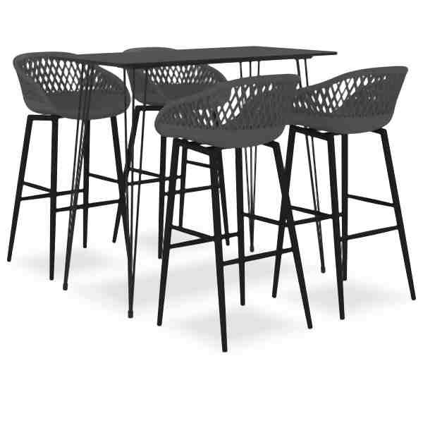 vidaXL 5-tlg. Bar-Set Schwarz und Grau, 3057377, 8720286172209