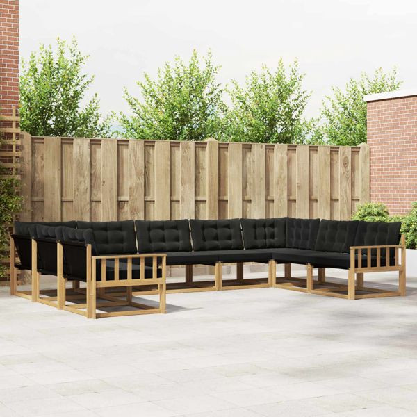 vidaXL Outdoor-Sofagarnitur mit Kissen 9-teilig Weiß und Schwarz, 3389066