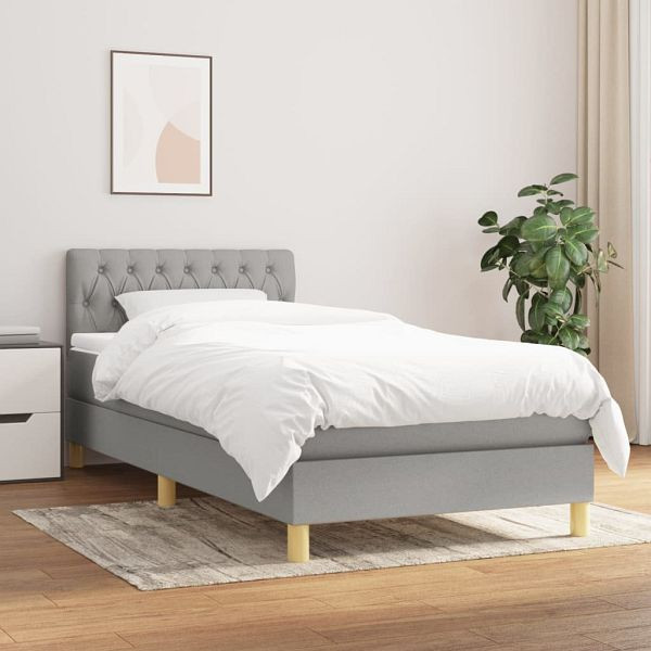 vidaXL Boxspringbett mit Matratze Hellgrau 80x200 cm Stoff, 3140809