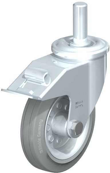 Blickle LEZ-VE 150R-27-FI-SG Stahlblech-Lenkrolle mit Zapfen & Feststeller, Vollgummi, Grau, 696963