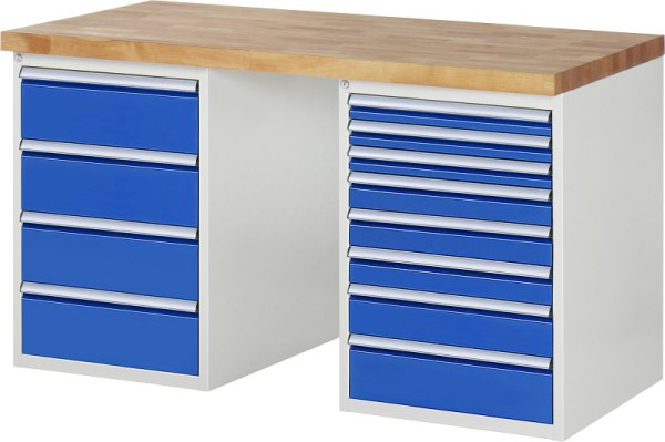 RAU Werkbank Serie 7000 - Modell 7822-3, B1500 x T700 x H890 mm, Systemunterbau B1500 x T650 x H850 mm, 03-7822A3-157B4M.11