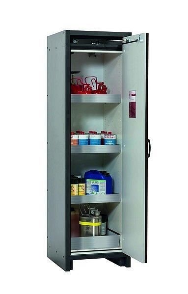 asecos Sicherheitsschrank Q-CLASSIC-30, Q30.195.056.R in verkehrsrot RAL 3020 mit 3x Wannenboden Standard (Edelstahl), 31007-066-33416