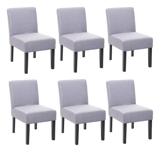 Mendler 6er-Set Esszimmerstuhl HWC-F61, Stuhl Lounge-Stuhl, Stoff/Textil, grau, 3x70173