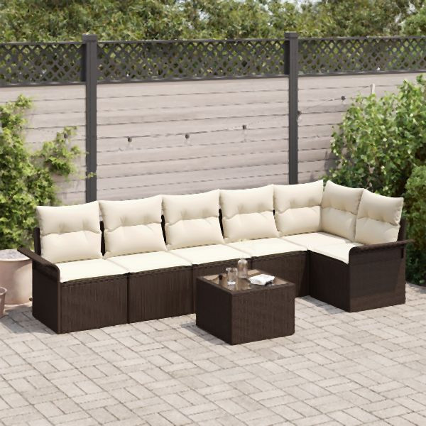 vidaXL 6-teiliges Garten-Sofa-Set mit Kissen Graues Polyrattan, 3345388