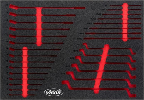 VIGOR 2-Komponenten Weichschaum-Einlagen, Einlagenmaß / Schubladengröße: L (563 x 393 x 35 mm), Verwendung: V6726, V6726-L