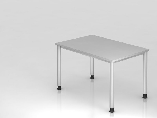 Hammerbacher Schreibtisch 4 Fuß rund 120x80cm Grau/Silber, Rechteckform, VHS12/5/S
