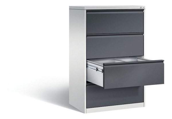 C+P Karteischrank Acurado, H1357xB787xT590mm, Farbe: Lichtgrau / Schwarzgrau, Griffleiste, 12934-322 S10020