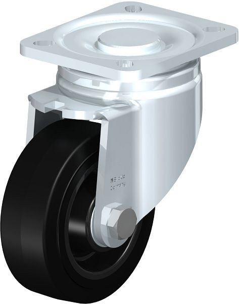 Blickle LH-POEV 100K-1 Stahlblech-Lenkrolle, Schwerlast-Ausführung, mit Anschraubplatte, Elastik-Vollgummi, Schwarz, 263350