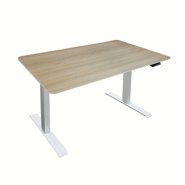HOME DELUXE Höhenverstellbarer Schreibtisch elektrisch LUMINA - 120 x 60 cm Eiche mit weißem Gestell, 51032