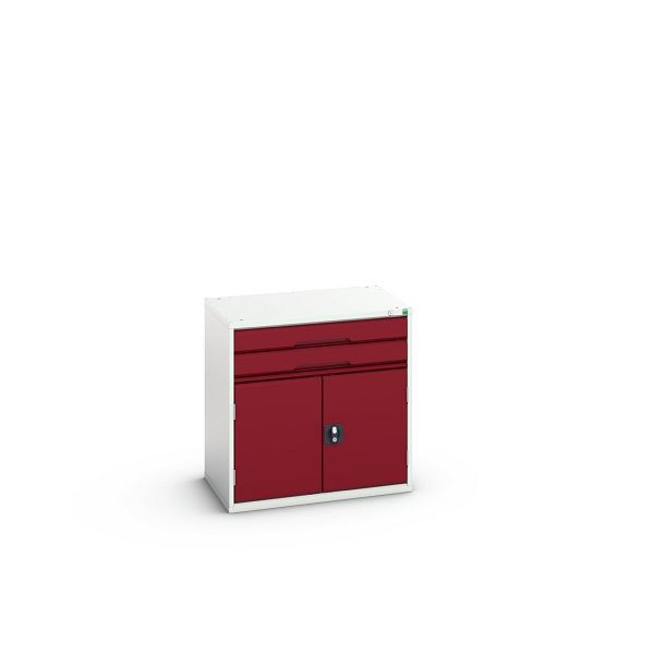 bott verso Schubladenschrank mit Flügeltür, mit 2 Schubladen und Fachboden, BxTxH: 800 x 550 x 800 mm, Lichtgrau / Purpurrot, 16925116.24