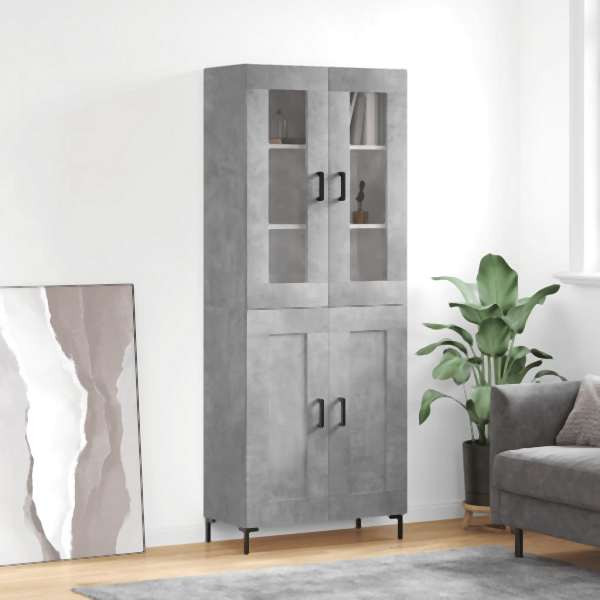 vidaXL Highboard Betongrau 69,5x34x180 cm Holzwerkstoff, 3198341