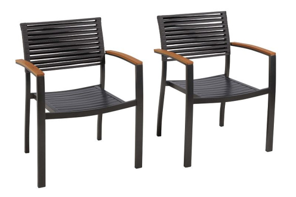 Merxx Parella Stapelsessel, 2er Set, Rückenfläche aus Ropebändern, Sitzfläche aus Aluminium, inkl. Sitzkissen, 51125-309