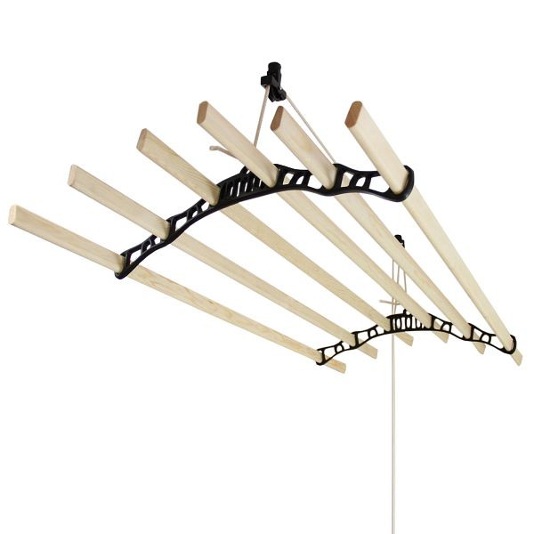KuKoo Deckentrockner aus Holz, Schwarz, 1,8 m, 24455, 5055986114673