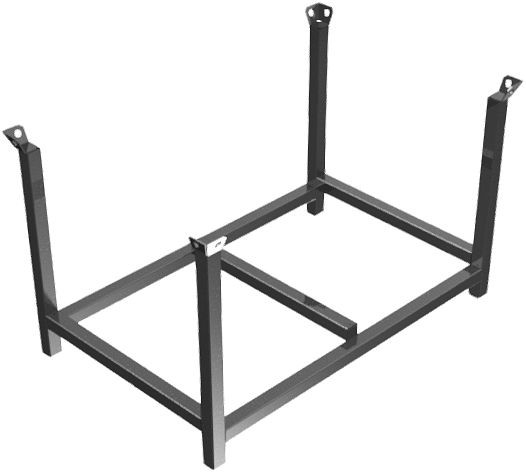 Schake Stapelpalette, Füllmaße: 1,43 mx 0,87 mx 0,69 m, mit robusten Stapelecken mit Bohrung zum, kranen, allseitig unterfahrbar - massive Bauart, 50116