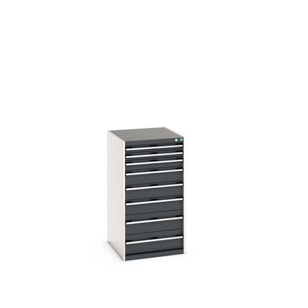 bott cubio Schubladenschrank bestückt, mit 8 Schubladen, BxTxH: 650x750x1200mm, RAL 7035/7016, Anthrazitgrau, 40027039.19V