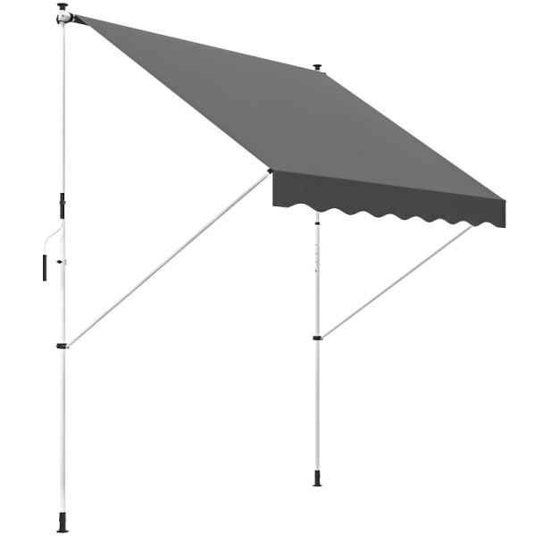 Outsunny Klemmmarkise mit Handkurbel höhenverstellbar Gelenkarmmarkise schmutzabweisend, witterungsbeständig Balkonmarkise, 840-183GY